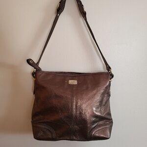 The Sak Metallic Bronze Leather Hobo Shoulder Bag